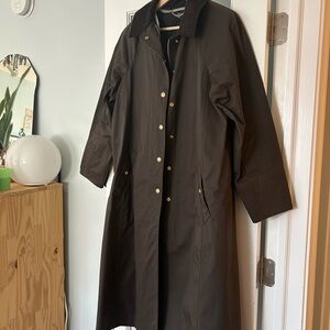 J. Crew Long Barn Jacket in Waxed Cotton Twill